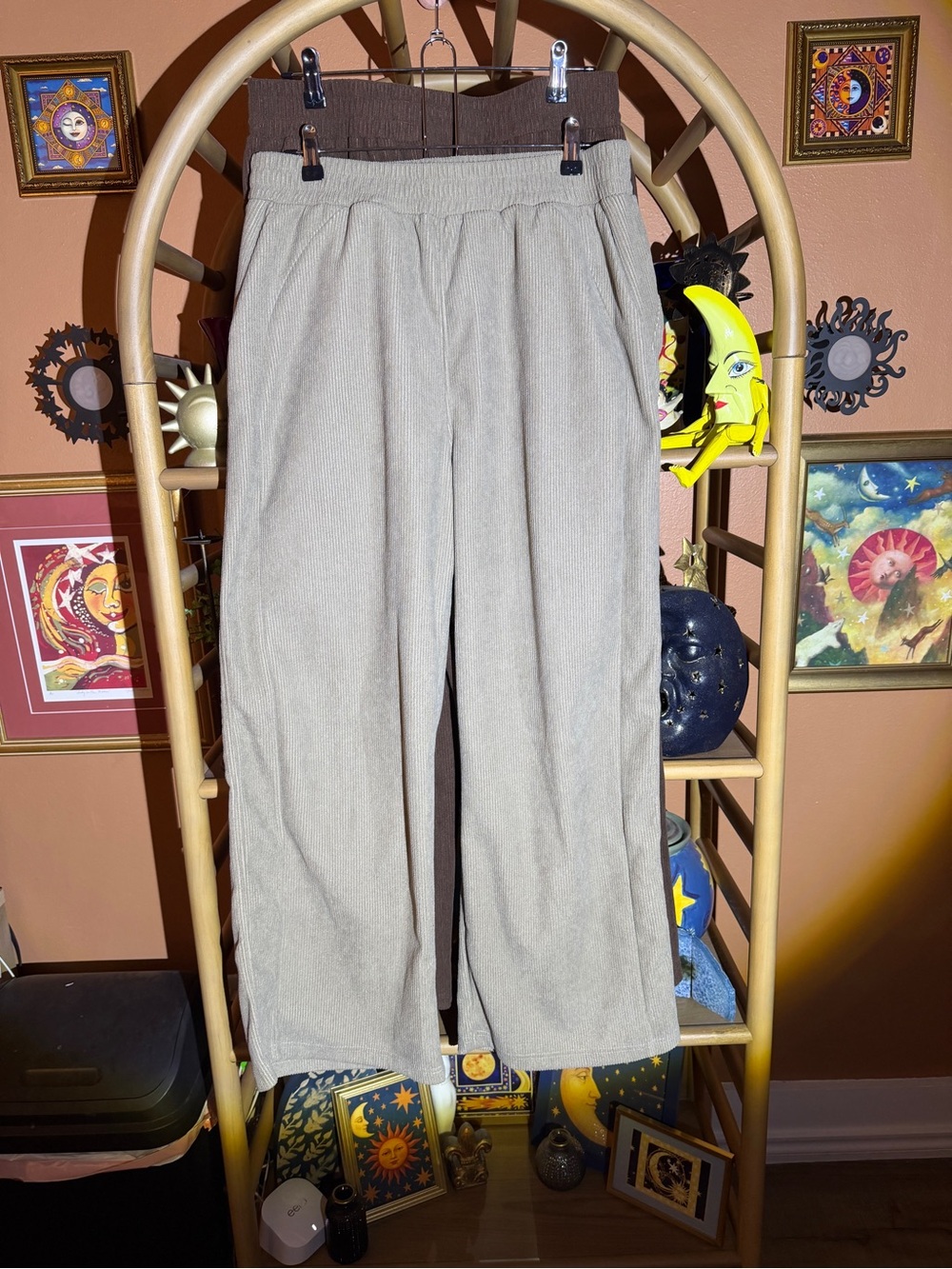 HALARA Corduroy Wide-Leg Pants - Almond Milk